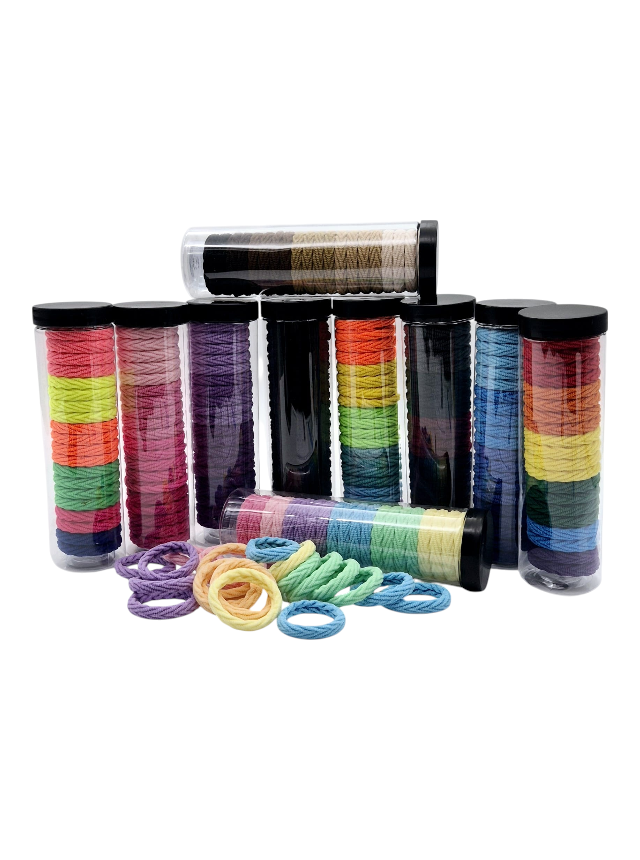 Elastice pentru par recipient cilindric 20 buc, diverse culori