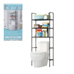 Suport de Baie 47×25×155cm cu 3 Etaje – Organizator Multifuncțional din Metal, Raft pentru Spații Înguste